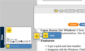 Layers is a tool that allows you to have a conversation on a web page with annotations and image shows the conversation and graphics.