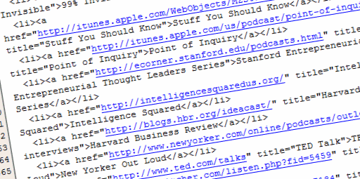 HTML links and code in a text editor as an example.