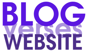 Colorful text says blog versus website.