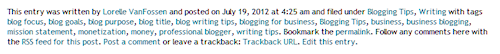 Example of the post meta data section on a WordPress site.