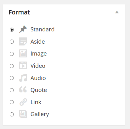 WordPress Post Formats are set by WordPress Themes.