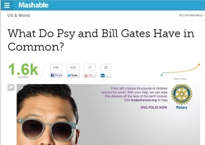 Example of social media incorporated in the design of a web page by Mashable.com.
