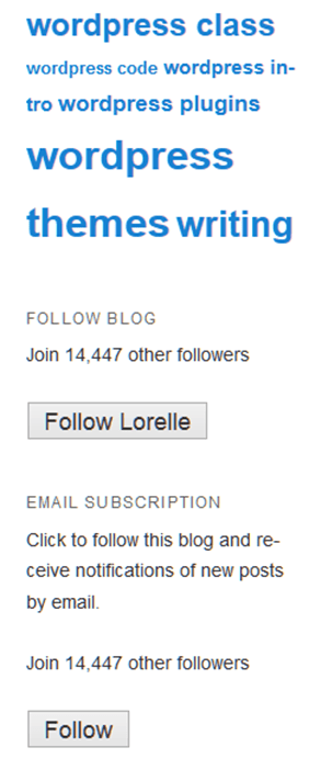 Example of the WordPress.com follows by email and general follow.
